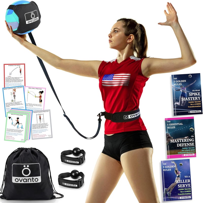 OVANTO Volleyball Training Equipment Aid – Solo Volleyball Equipment in 4 Styles to Serve, Spike, Set and Pass Like a Pro - Adjustable Volleyball Practice Equipment Gift for Beginners & Experts - Image 1